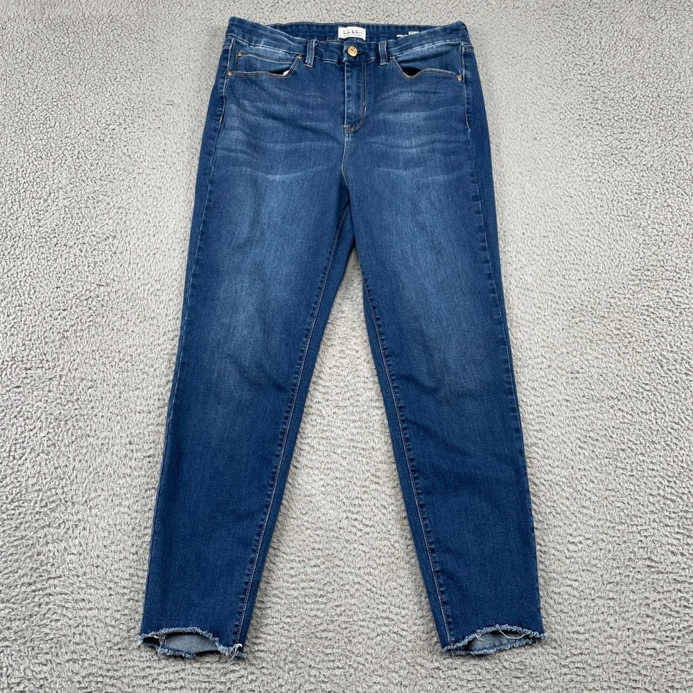Nicole Miller Jeans Womens 12 Blue Soho High Rise Ankle Skinny Raw Hem Stretch